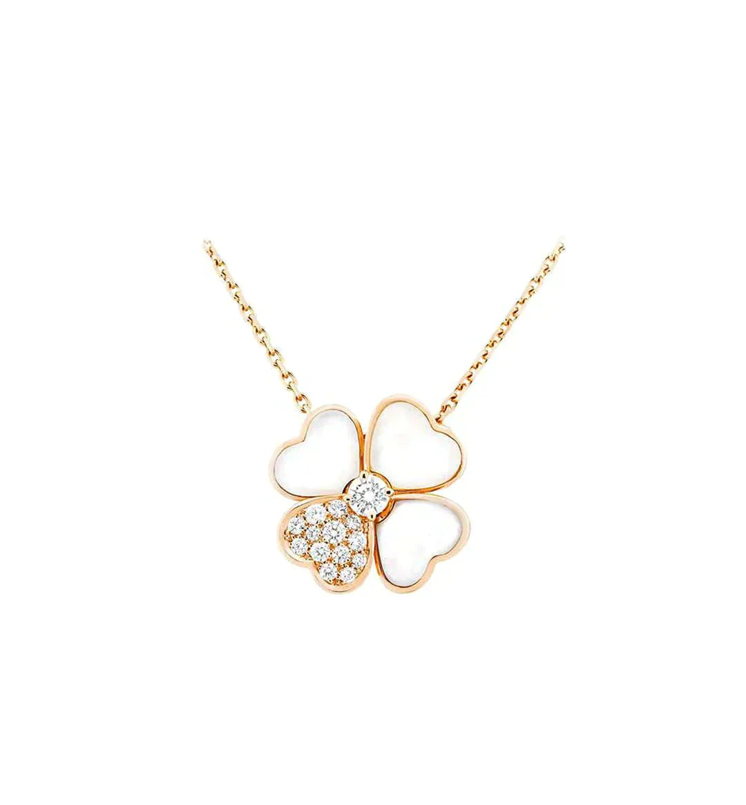 [TOPON]CLOVER MOP DIAMOND ROSE GOLD NECKLACE