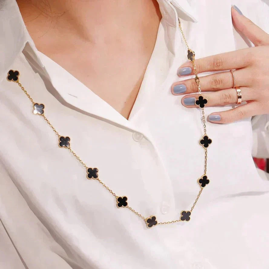 [TOPON]CLOVER 20 MOTIFS ONYX NECKLACE