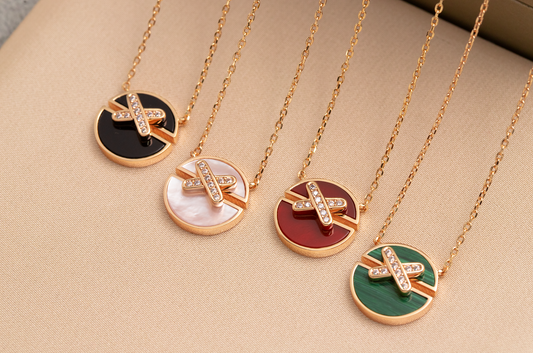 [TOPON]JEUX DE PINK GOLD DIAMOND NECKLACE