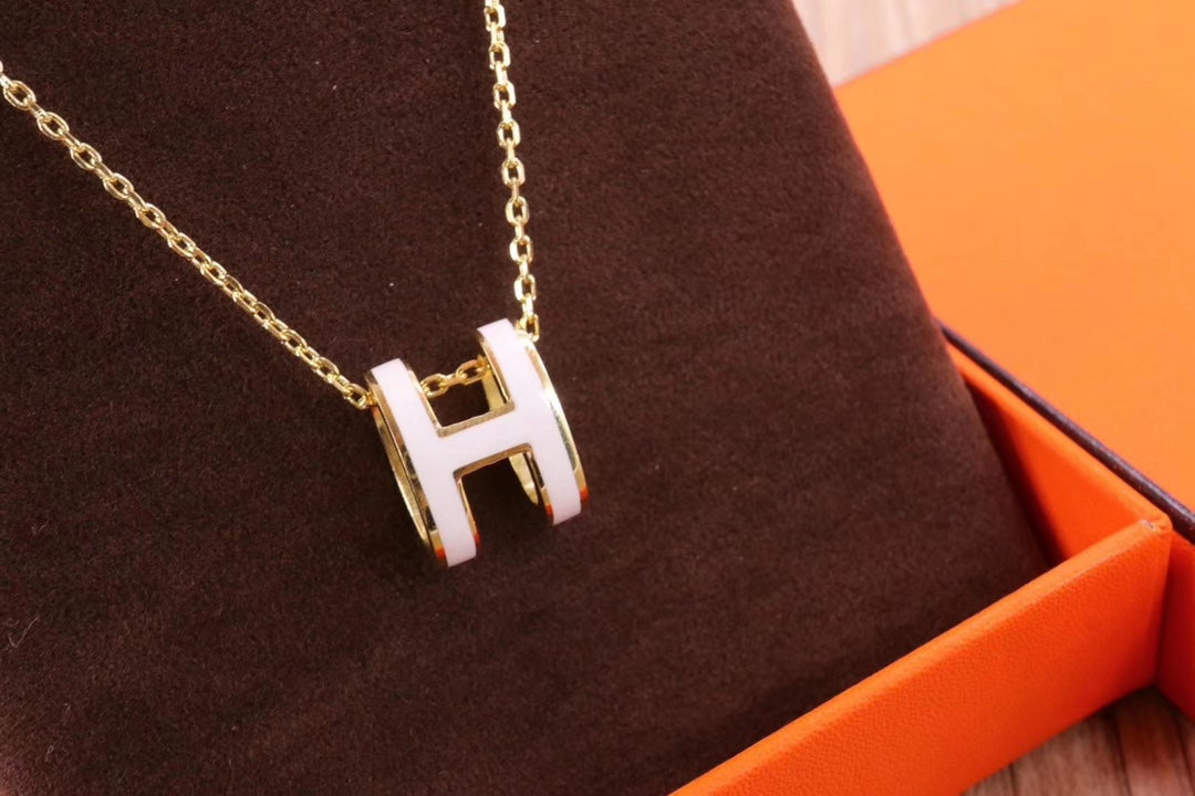 [TOPON]HM CLIC YELLOW ENAMEL GOLD NECKLACE