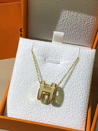 [TOPON]HM CLIC YELLOW ENAMEL GOLD NECKLACE