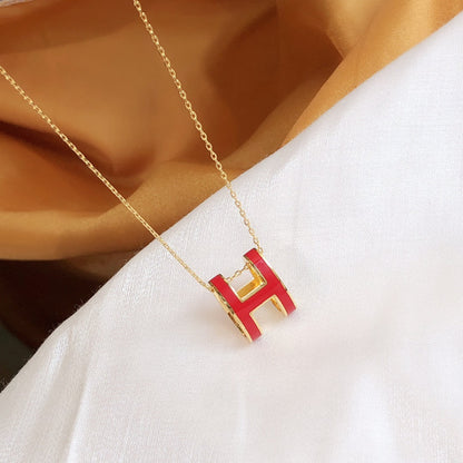 [TOPON]HM CLIC RED ENAMEL GOLD NECKLACE