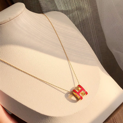 [TOPON]HM CLIC RED ENAMEL GOLD NECKLACE