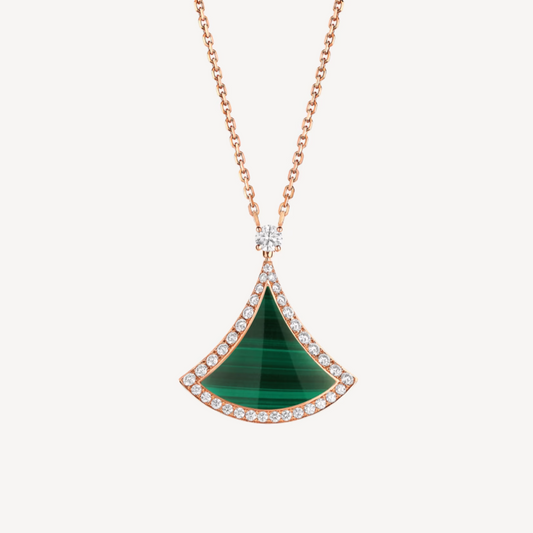 [TOPON]DREAM MALACHITE DIAMOND PAVED PINK GOLD NECKLACE