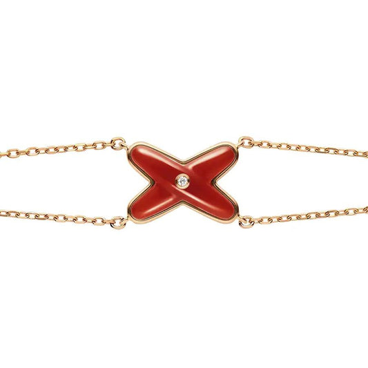 [TOPON]JEUX BRACELET CARNELIAN PINK GOLD 1 DIAMOND