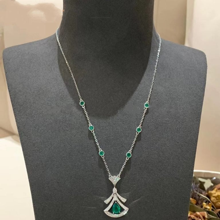 [TOPON]DREAM NECKLACE MALACHITE DIAMOND SILVER