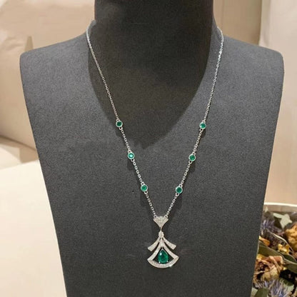 [TOPON]DREAM NECKLACE MALACHITE DIAMOND SILVER