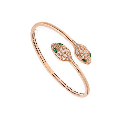 [TOPON]SERPENTI BRACELET PINK GOLD MALACHITE DIAMOND DOUBLE SNAKE