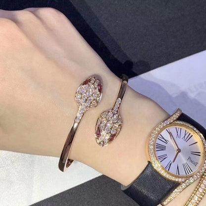 [TOPON]SERPENTI BRACELET PINK GOLD DIAMOND DOUBLE SNAKE