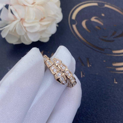 [TOPON]SERPENTI RING PINK GOLD DIAMOND PAVED 4MM