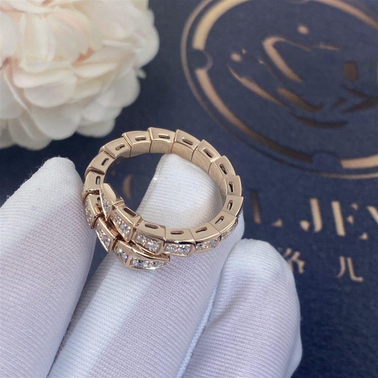 [TOPON]SERPENTI RING PINK GOLD DIAMOND PAVED 4MM