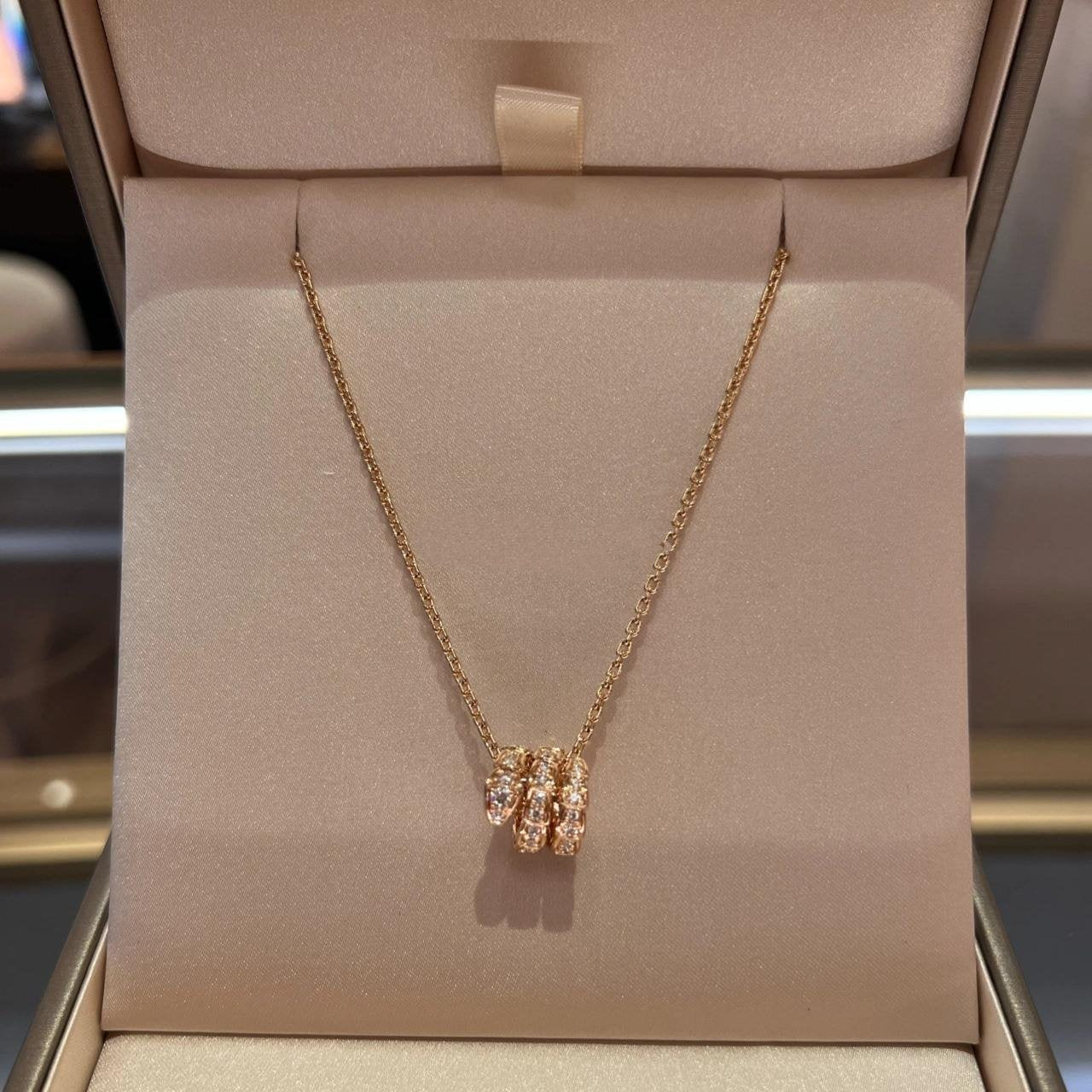 [TOPON]SERPENTI PINK GOLD NECKLACE DOUBLE RING DIAMOND