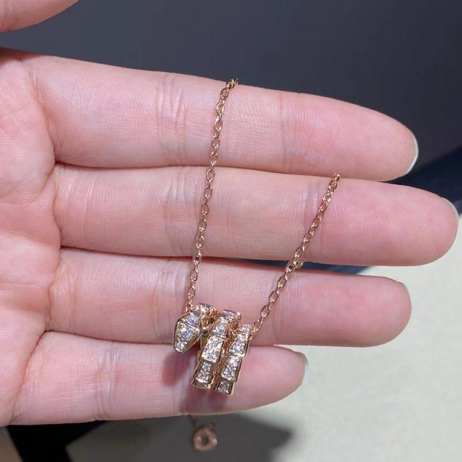 [TOPON]SERPENTI PINK GOLD NECKLACE DOUBLE RING DIAMOND