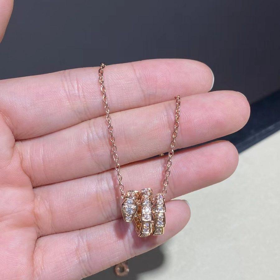 [TOPON]SERPENTI PINK GOLD NECKLACE DOUBLE RING DIAMOND