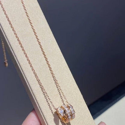 [TOPON]SERPENTI PINK GOLD NECKLACE DOUBLE RING DIAMOND