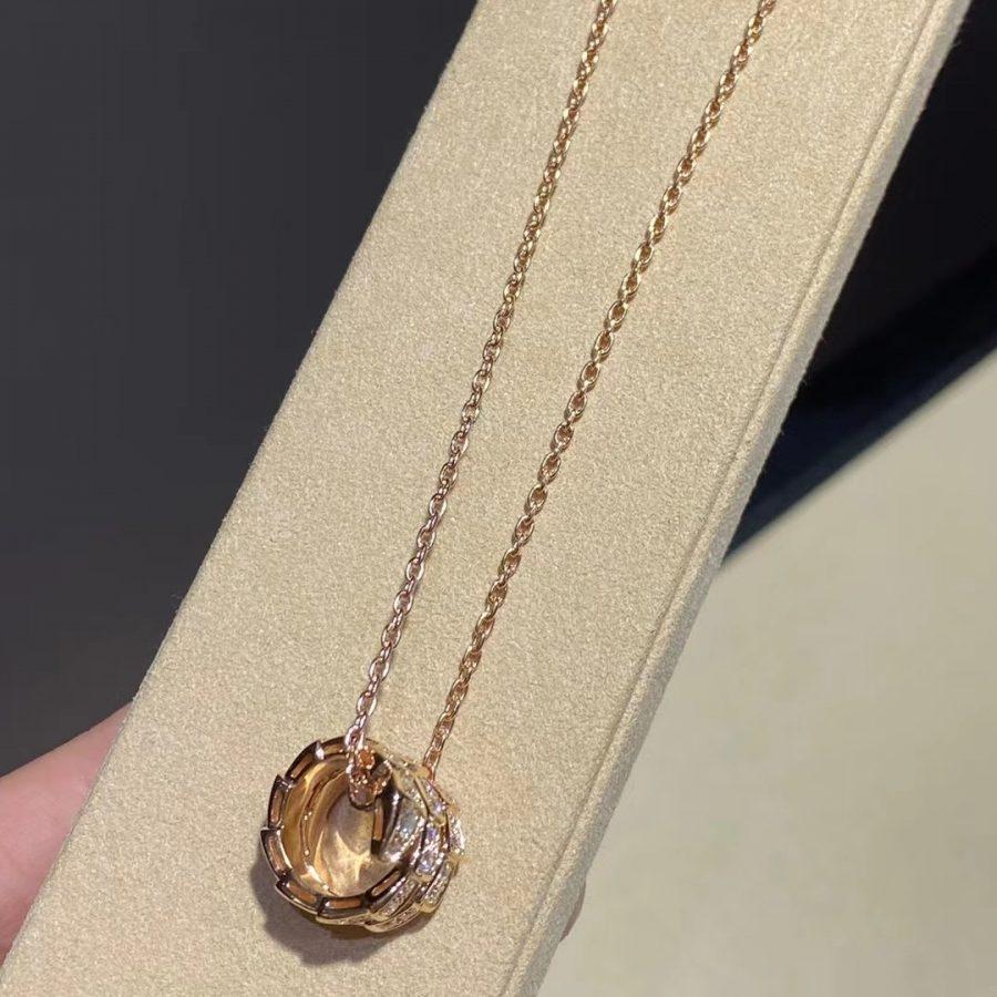 [TOPON]SERPENTI PINK GOLD NECKLACE DOUBLE RING DIAMOND