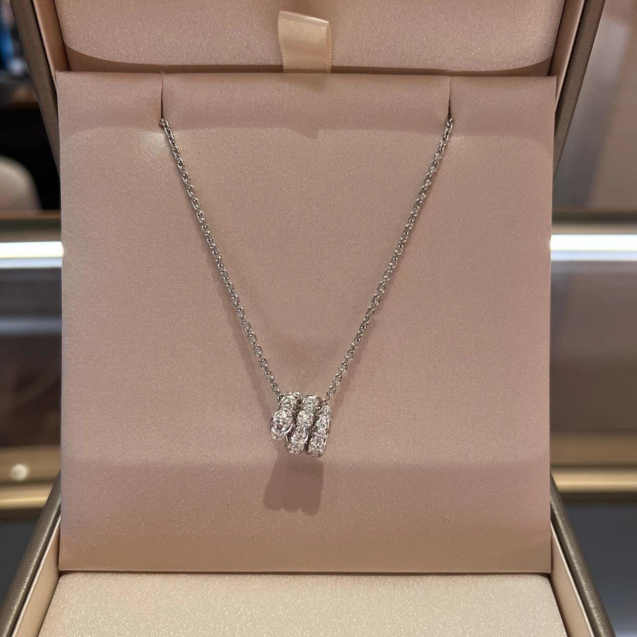 [TOPON]SERPENTI SILVER NECKLACE DOUBLE RING DIAMOND