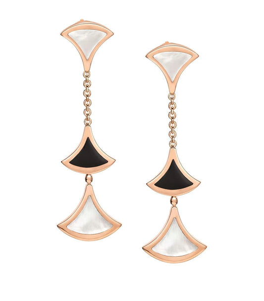 [TOPON]DREAM EARRINGS 3 MOTIFS ONYX MOP PINK GOLD