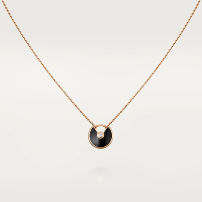 [TOPON]AMULETTE ROSE GOLD ONYX NECKLACE