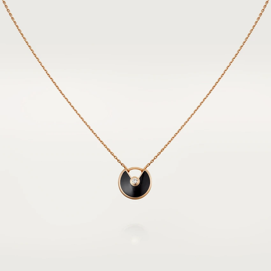 [TOPON]AMULETTE ROSE GOLD ONYX NECKLACE