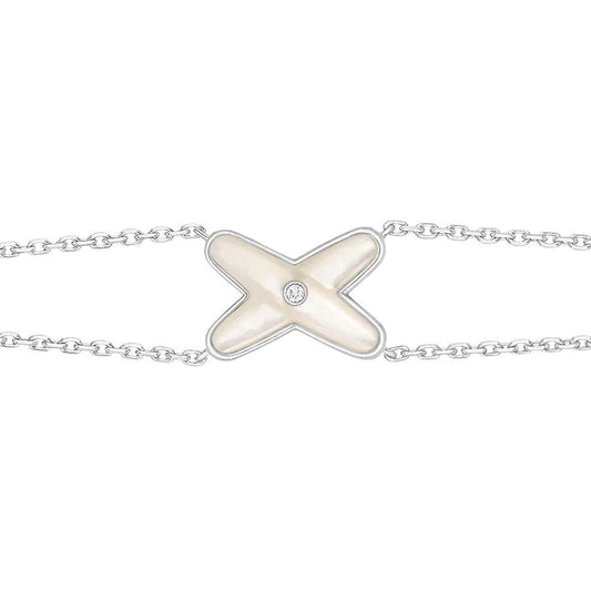 [TOPON]JEUX BRACELET WHITE MOP SILVER 1 DIAMOND