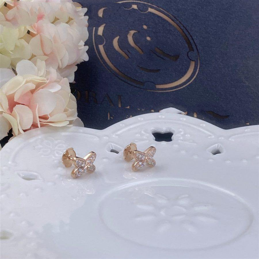 [TOPON]JEUX DE PINK GOLD DIAMOND EARRINGS