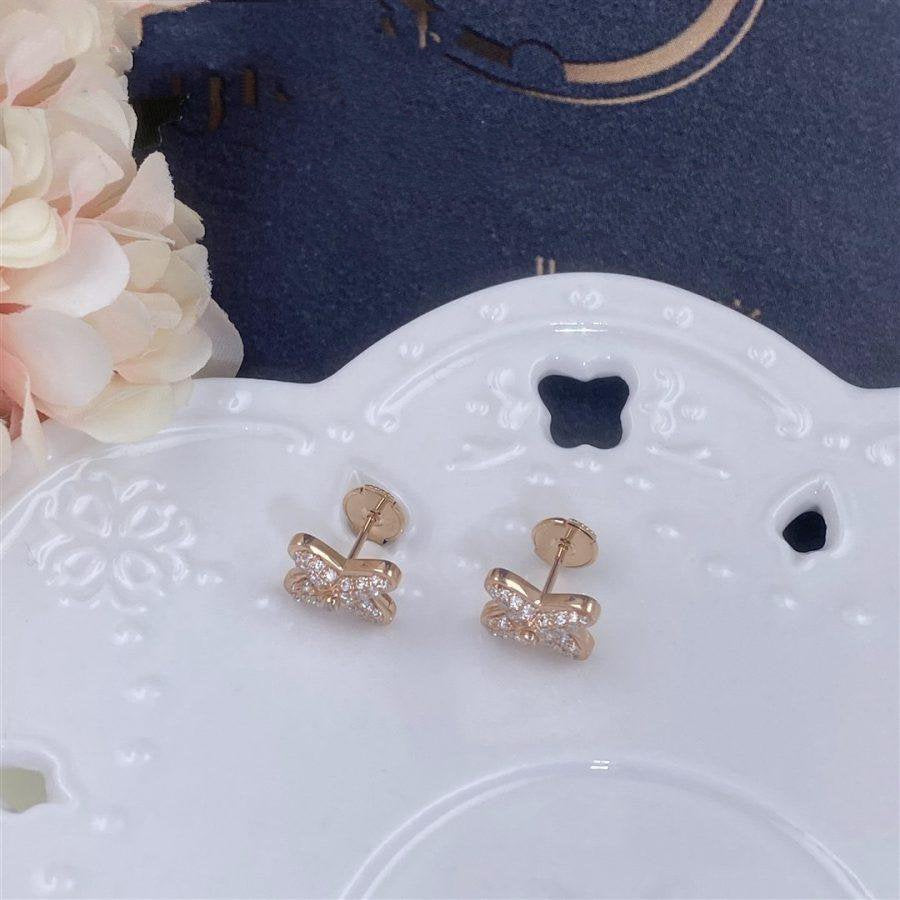 [TOPON]JEUX DE PINK GOLD DIAMOND EARRINGS