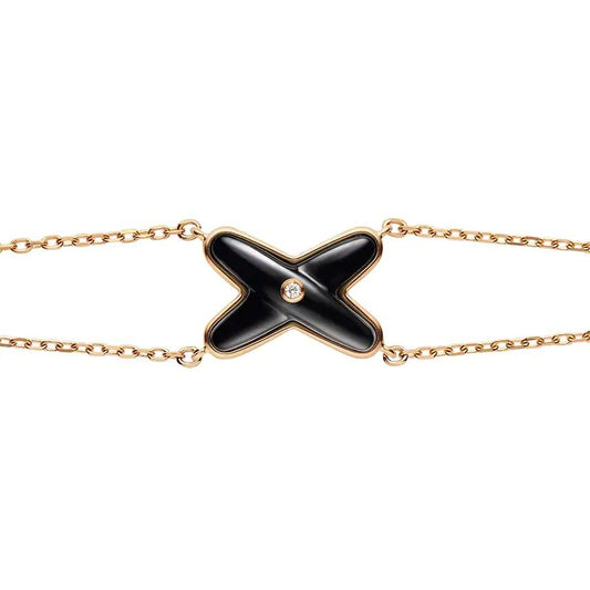 [TOPON]JEUX BRACELET ONYX PINK GOLD 1 DIAMOND