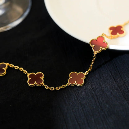 [TOPON]CLOVER 5 MOTIFS RED AGATE  BRACELET