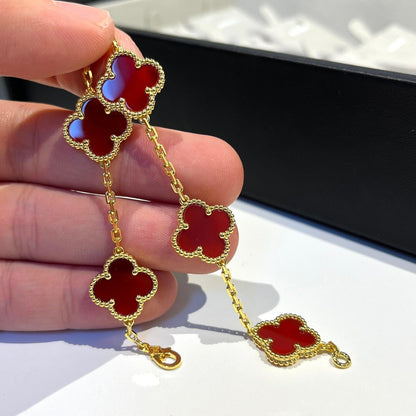 [TOPON]CLOVER 5 MOTIFS RED AGATE  BRACELET