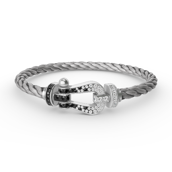 [TOPON]FORCE LARGE HORSESHOE BLACK WHITE DIAMOND BRACELET SILVER