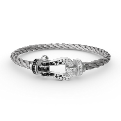 [TOPON]FORCE LARGE HORSESHOE BLACK WHITE DIAMOND BRACELET SILVER