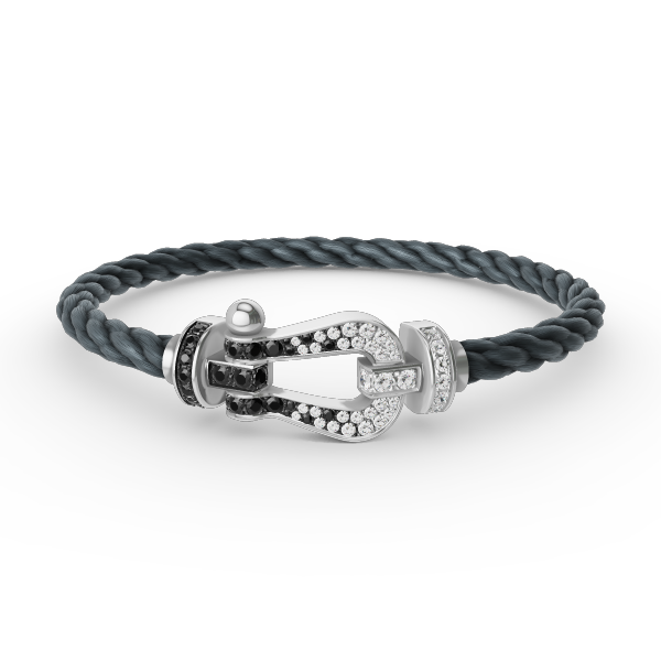 [TOPON]FORCE LARGE HORSESHOE BLACK WHITE DIAMOND BRACELET SILVER