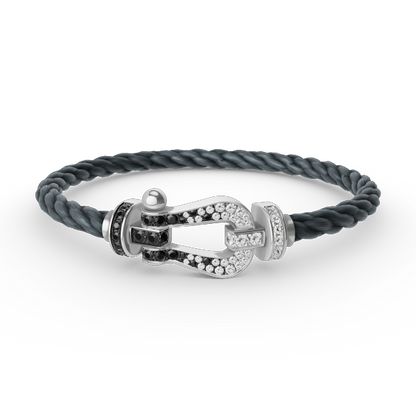 [TOPON]FORCE LARGE HORSESHOE BLACK WHITE DIAMOND BRACELET SILVER