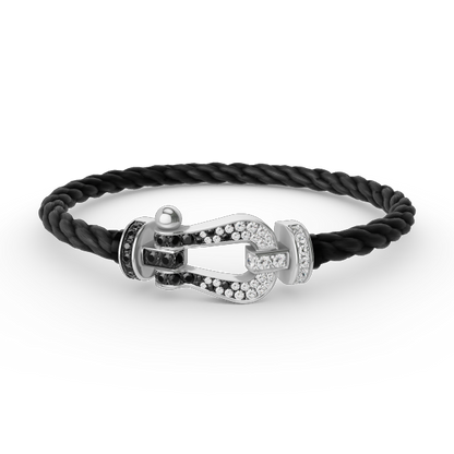 [TOPON]FORCE LARGE HORSESHOE BLACK WHITE DIAMOND BRACELET SILVER