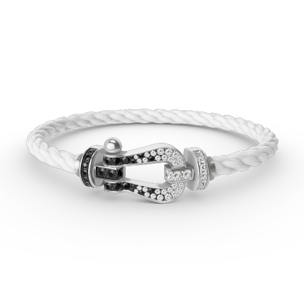 [TOPON]FORCE LARGE HORSESHOE BLACK WHITE DIAMOND BRACELET SILVER