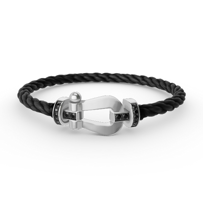 [TOPON]FORCE LARGE HORSESHOE BLACK DIAMOND BRACELET SILVER