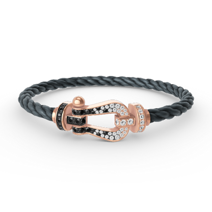 [TOPON]FORCE LARGE HORSESHOE BLACK WHITE DIAMOND BRACELET ROSE GOLD