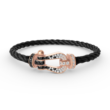 [TOPON]FORCE LARGE HORSESHOE BLACK WHITE DIAMOND BRACELET ROSE GOLD