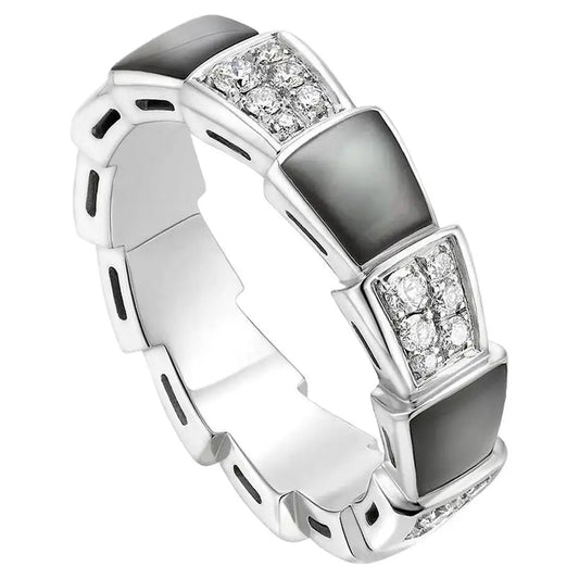 [TOPON]SERPENTI RING SILVER DIAMOND BLACK MOP 4MM