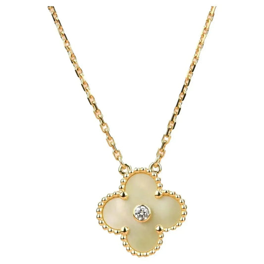 [TOPON]CLOVER 15MM DIAMOND GOLD MOTHER OF PEARL NECKLACE