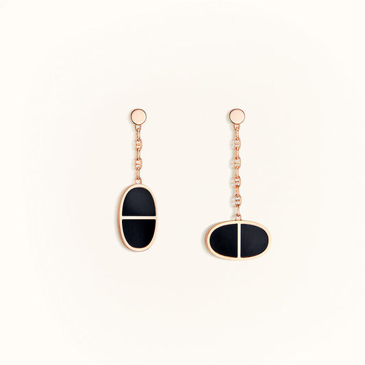 [TOPON]CHAINE VERSO BLACK CERAMIC EARRINGS