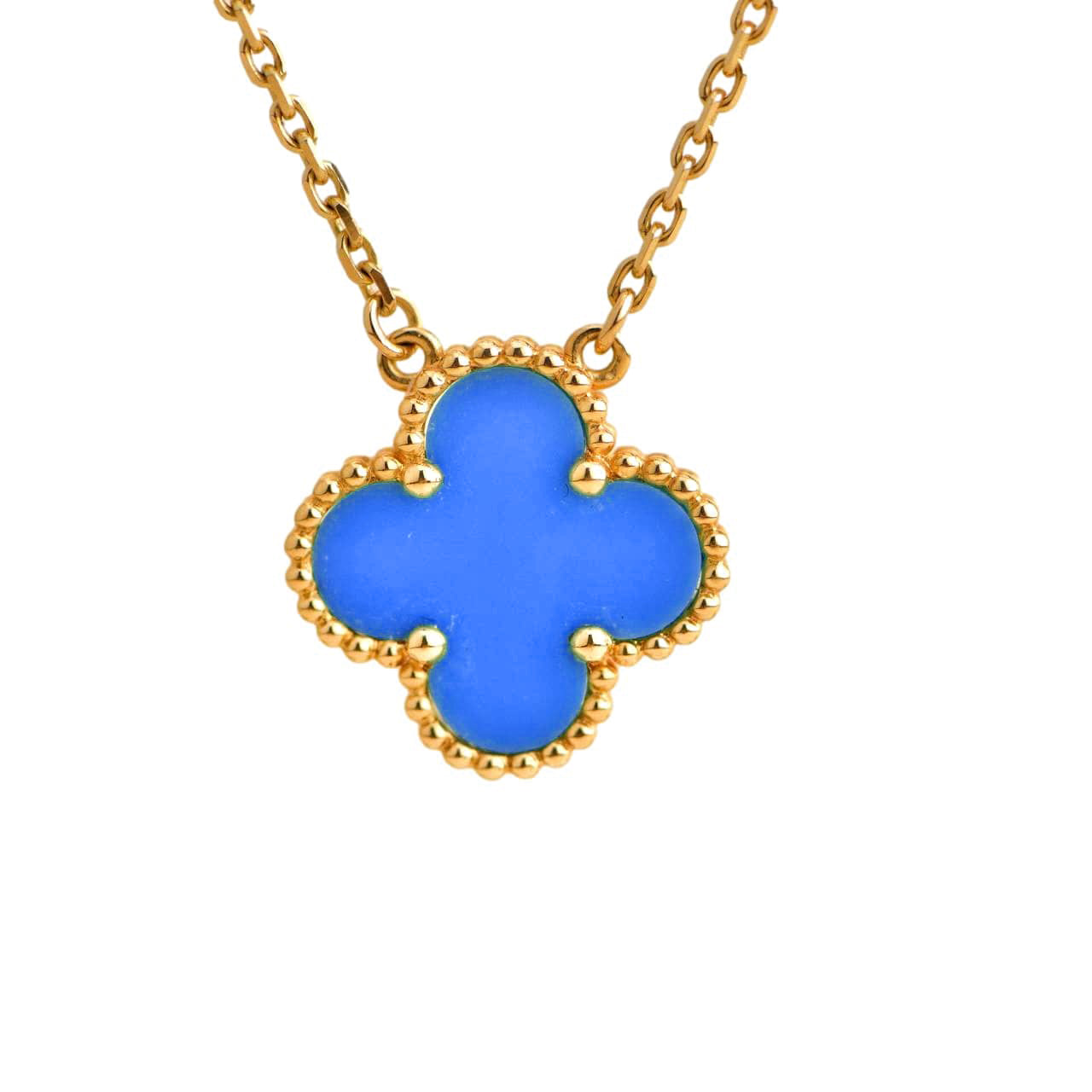 [TOPON]CLOVER 15MM BLUE AGATE NECKLACE