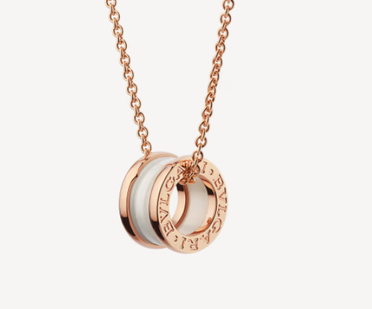 [TOPON]ZERO 1 WHITE CERAMIC PINK GOLD NECKLACE