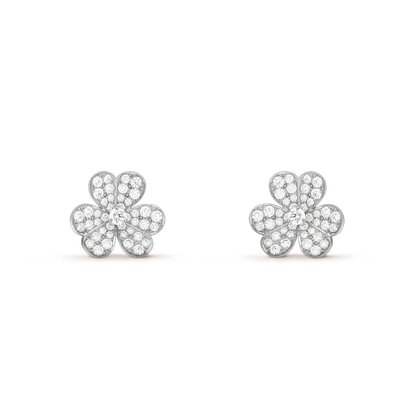 [TOPON]FRIVOLE SILVER FLOWER DIAMOND EARRINGS