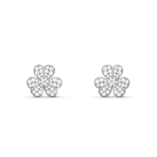 [TOPON]FRIVOLE SILVER FLOWER DIAMOND EARRINGS