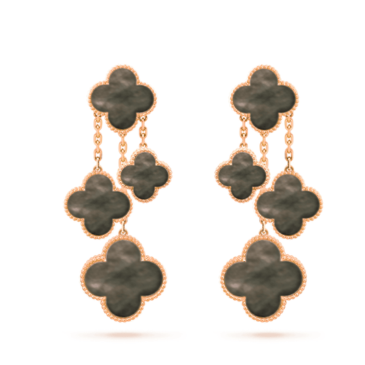 [TOPON]CLOVER EARRINGS DARK MOP 4 MOTIFS ROSE GOLD