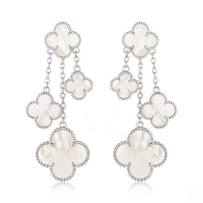 [TOPON]CLOVER EARRINGS WHITE MOP 4 MOTIFS SILVER