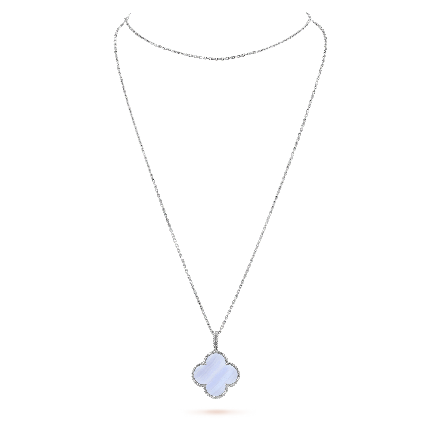 [TOPON]CLOVER SILVER CHALCEDONY BIG CLOVER NECKLACE