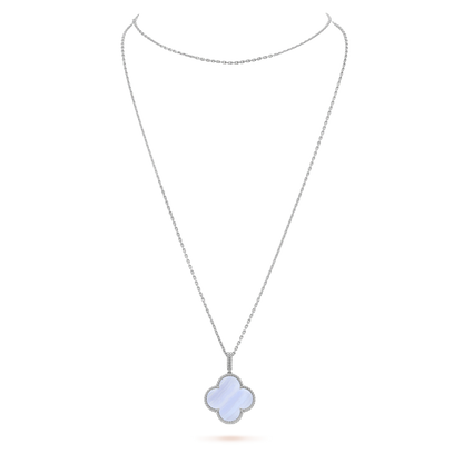 [TOPON]CLOVER SILVER CHALCEDONY BIG CLOVER NECKLACE